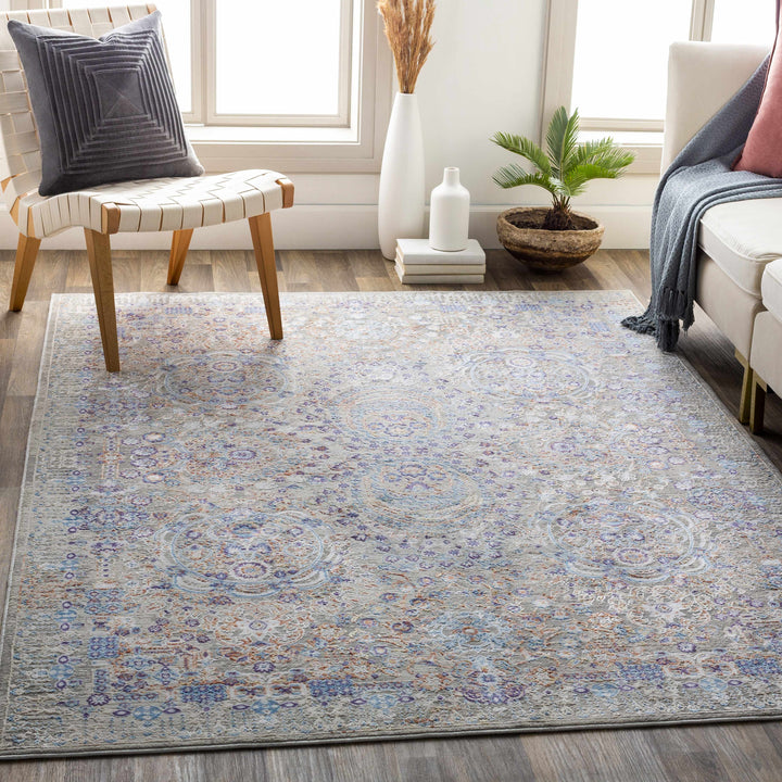 Chesterfield Traditional Style Gray And Blue Area Rug