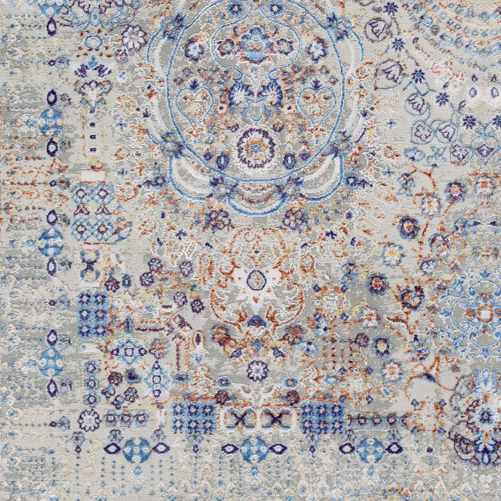 Chesterfield Traditional Style Gray And Blue Area Rug