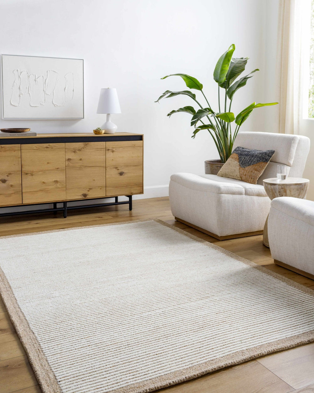 Cianna Modern Stripes Tan And Ivory Area Rug - The Rug Decor