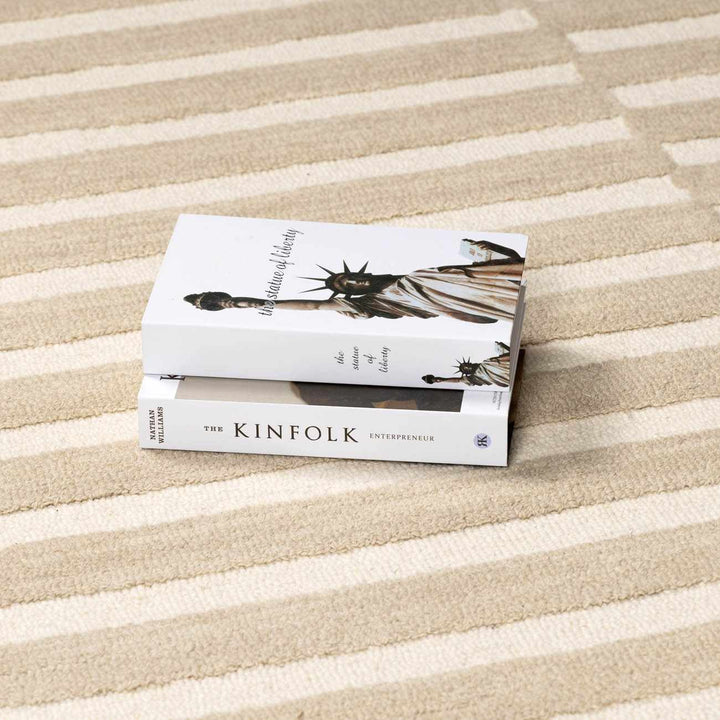 Cielle Contemporary Striped Beige And Ivory Area Rug - The Rug Decor