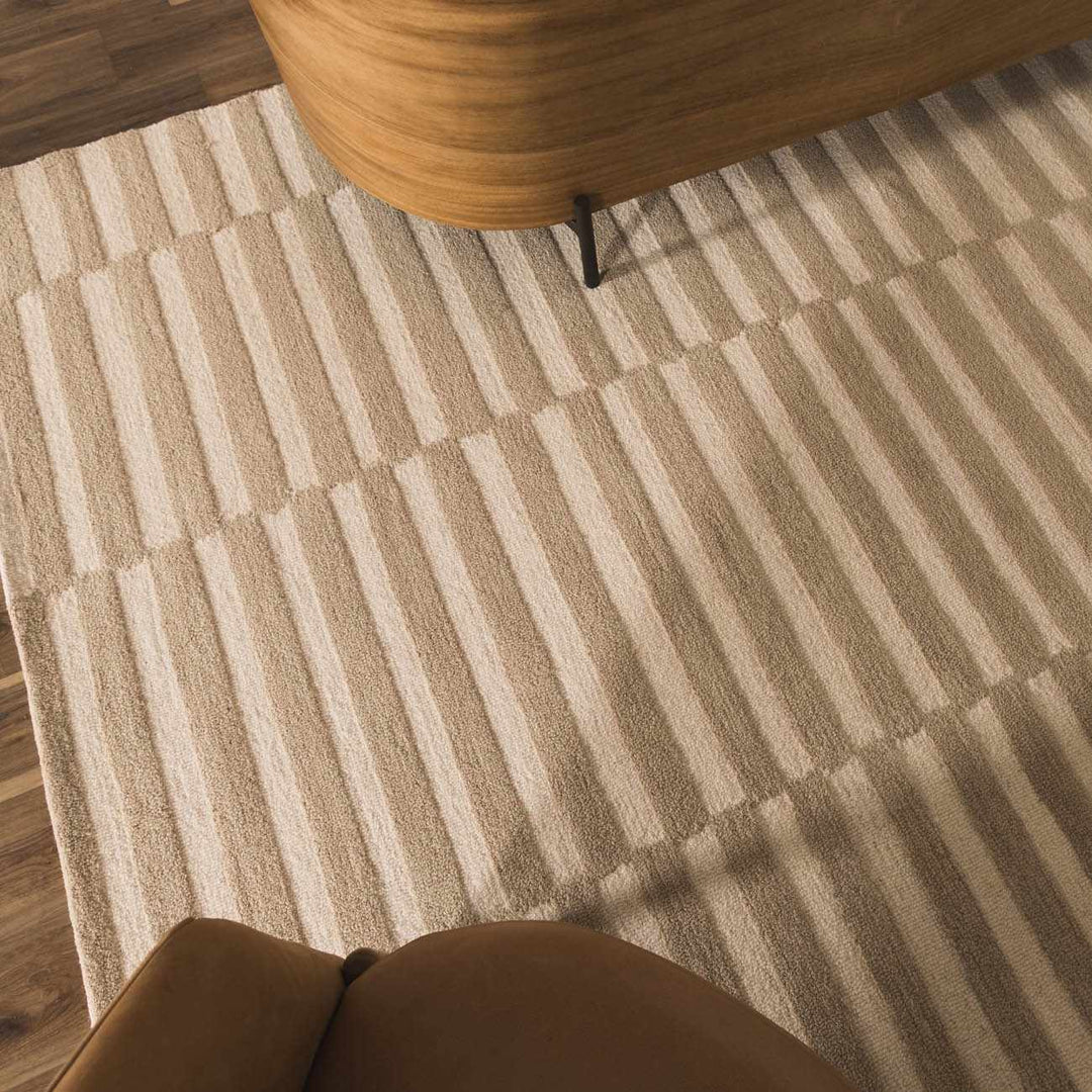 Cielle Contemporary Striped Beige And Ivory Area Rug - The Rug Decor
