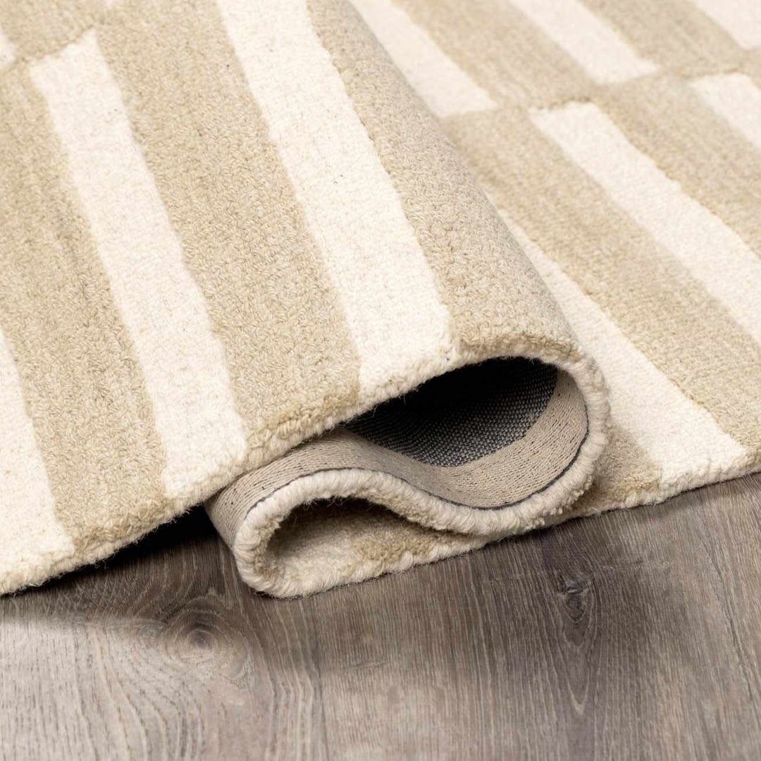 Cielle Contemporary Striped Beige And Ivory Area Rug - The Rug Decor