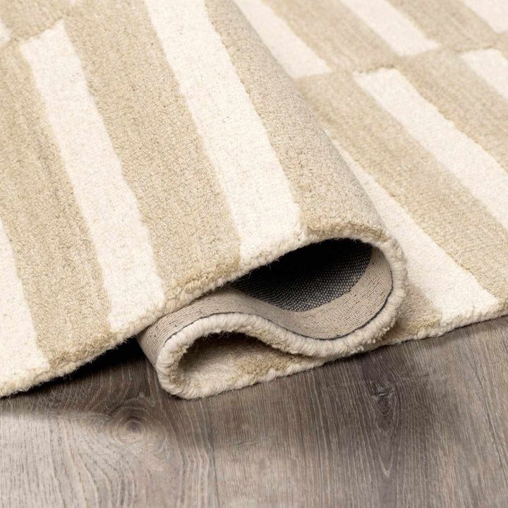 Cielle Contemporary Striped Beige And Ivory Area Rug - The Rug Decor