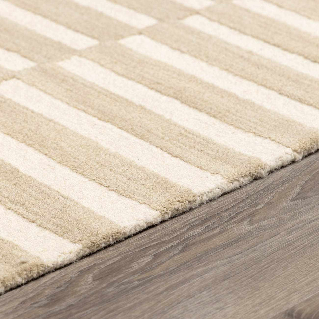 Cielle Contemporary Striped Beige And Ivory Area Rug - The Rug Decor