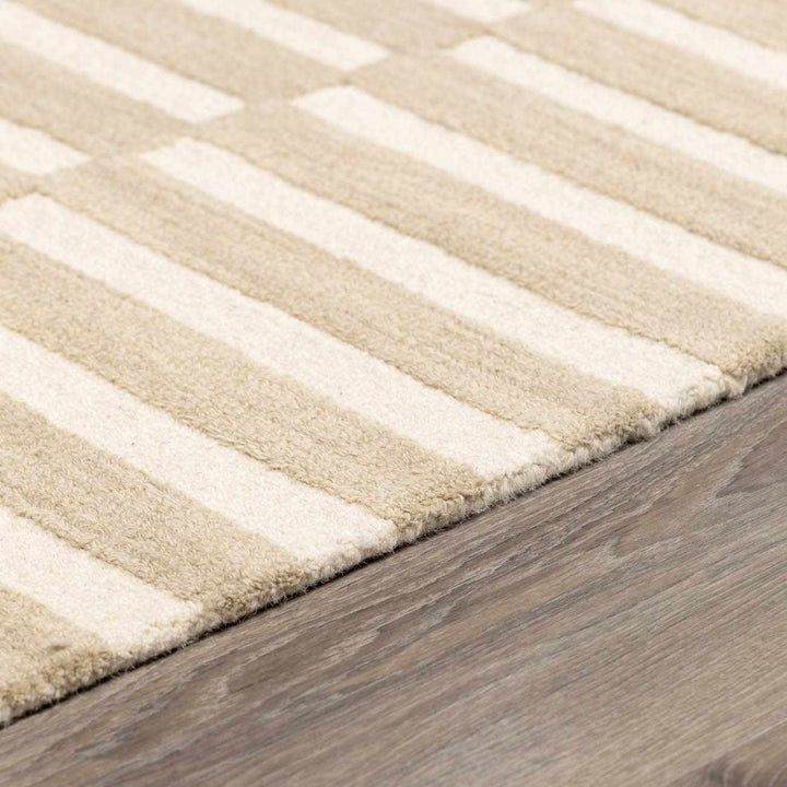 Cielle Contemporary Striped Beige And Ivory Area Rug - The Rug Decor