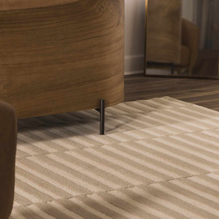 Cielle Contemporary Striped Beige And Ivory Area Rug - The Rug Decor