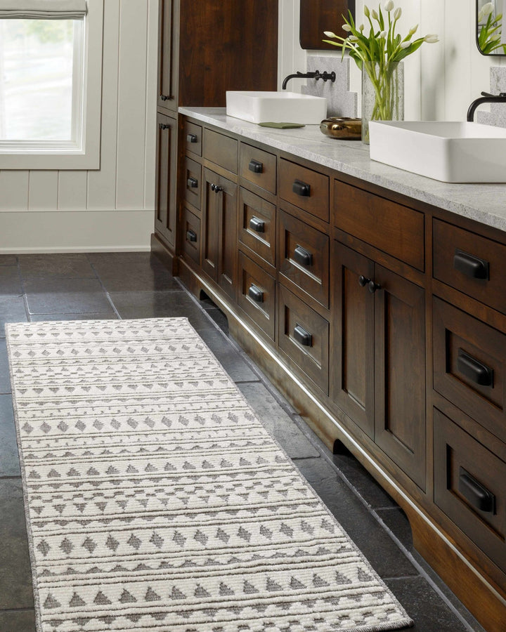 Cili Contemporary Geometrical Gray And Ivory Area Rug - The Rug Decor