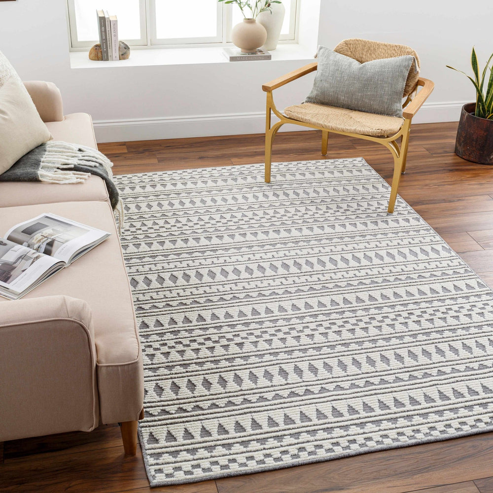 Cili Contemporary Geometrical Gray And Ivory Area Rug - The Rug Decor