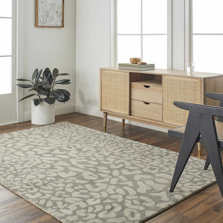 Circa Leopard Print Beige Hand Tufted Wool Area Rug - The Rug Decor