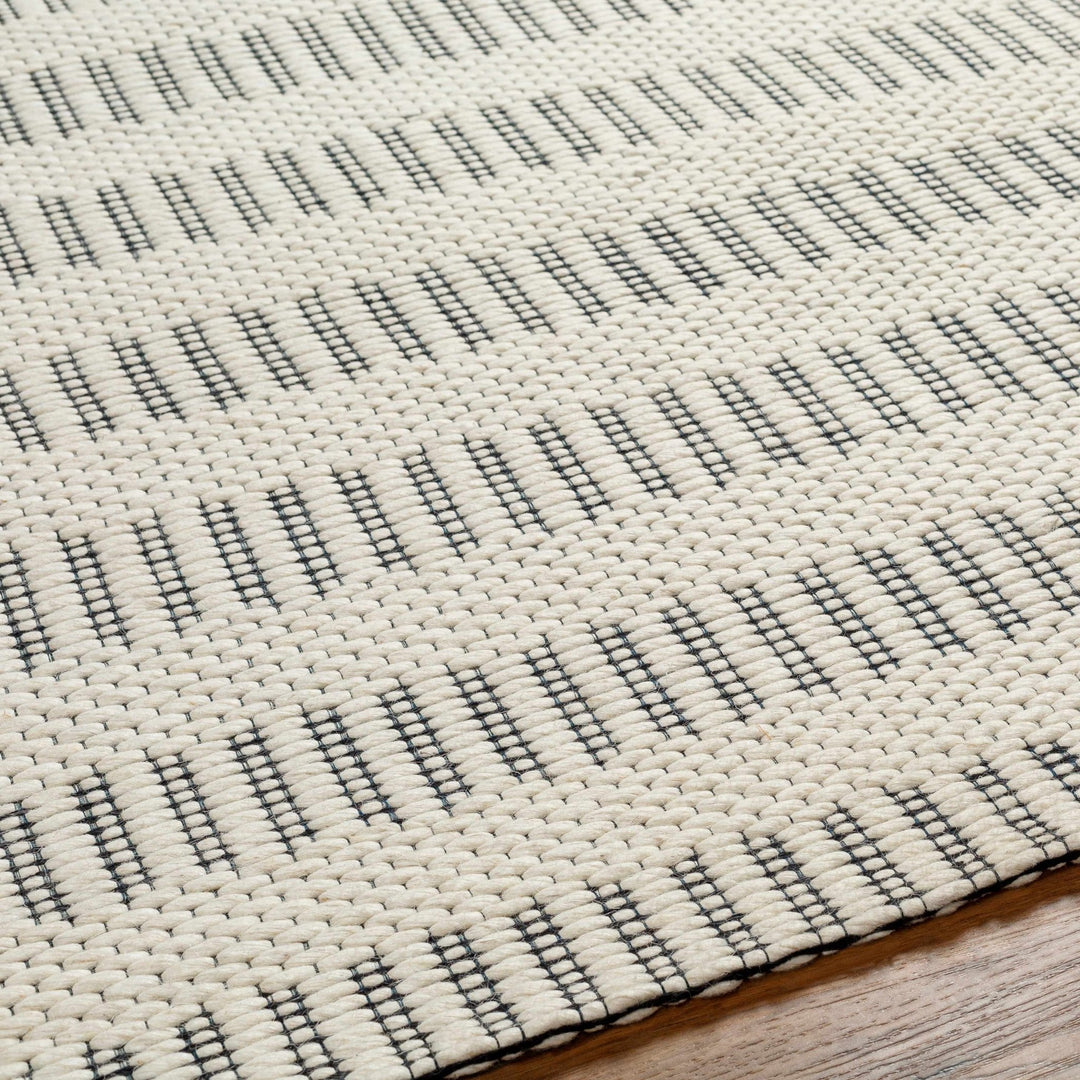 Circe Contemporary Geometrical Ivory And Black Wool Area Rug - The Rug Decor