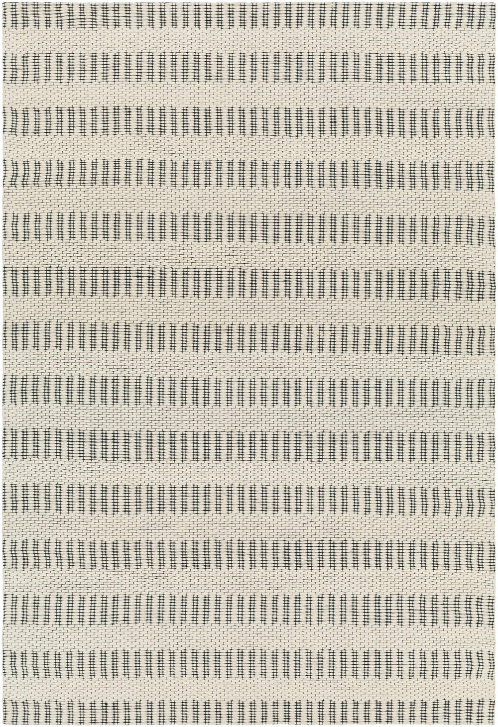 Circe Contemporary Geometrical Ivory And Black Wool Area Rug - The Rug Decor
