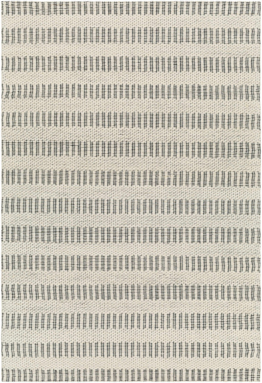 Circe Contemporary Geometrical Ivory And Black Wool Area Rug - The Rug Decor