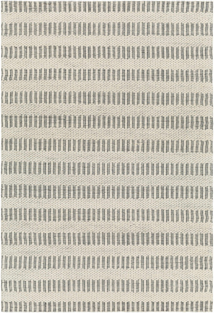 Circe Contemporary Geometrical Ivory And Black Wool Area Rug - The Rug Decor