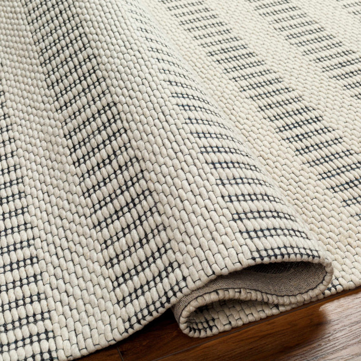 Circe Contemporary Geometrical Ivory And Black Wool Area Rug - The Rug Decor