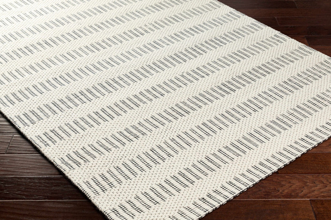 Circe Contemporary Geometrical Ivory And Black Wool Area Rug - The Rug Decor