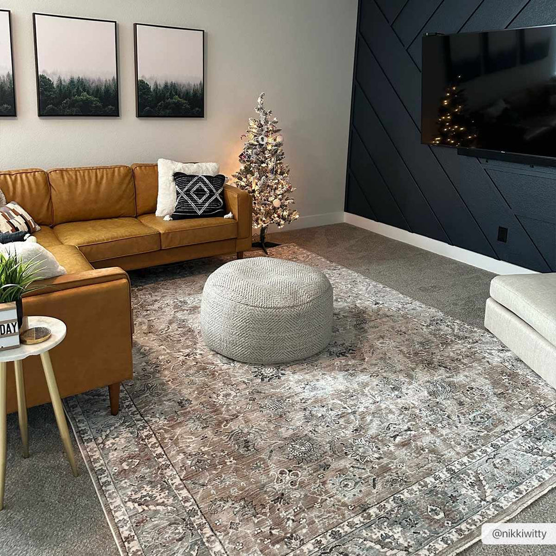 Civankan Traditional Brown And Gray Area Rug - The Rug Decor