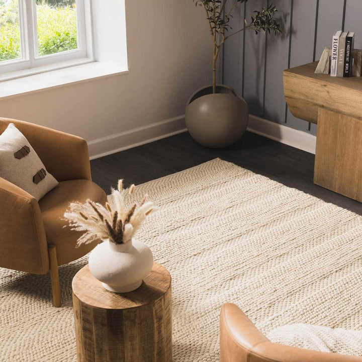 Clarke Modern Solid Design Beige Hand Woven Wool Area Rug - The Rug Decor