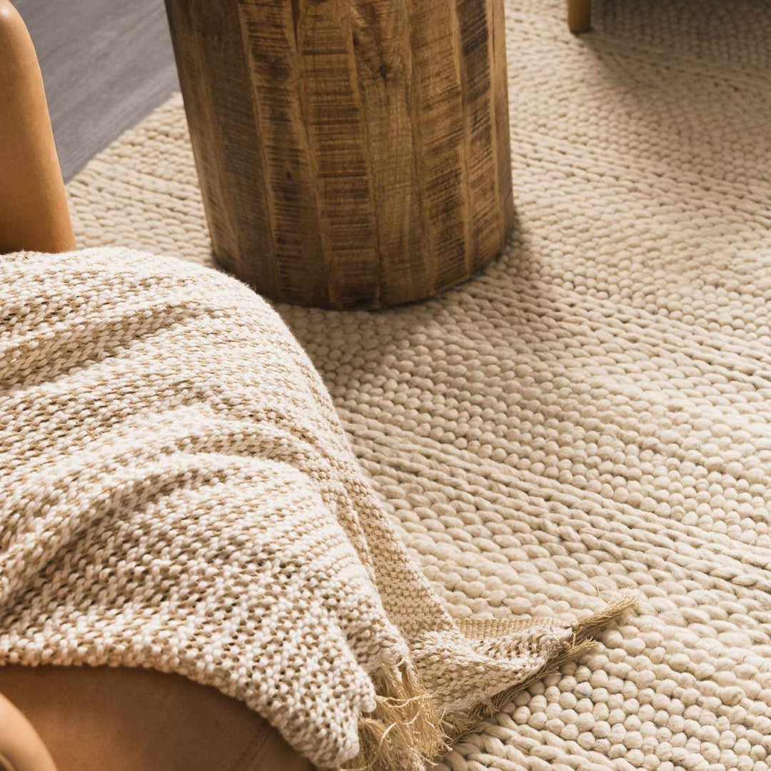 Clarke Modern Solid Design Beige Hand Woven Wool Area Rug - The Rug Decor