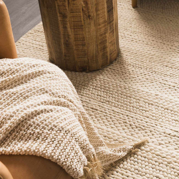 Clarke Modern Solid Design Beige Hand Woven Wool Area Rug - The Rug Decor