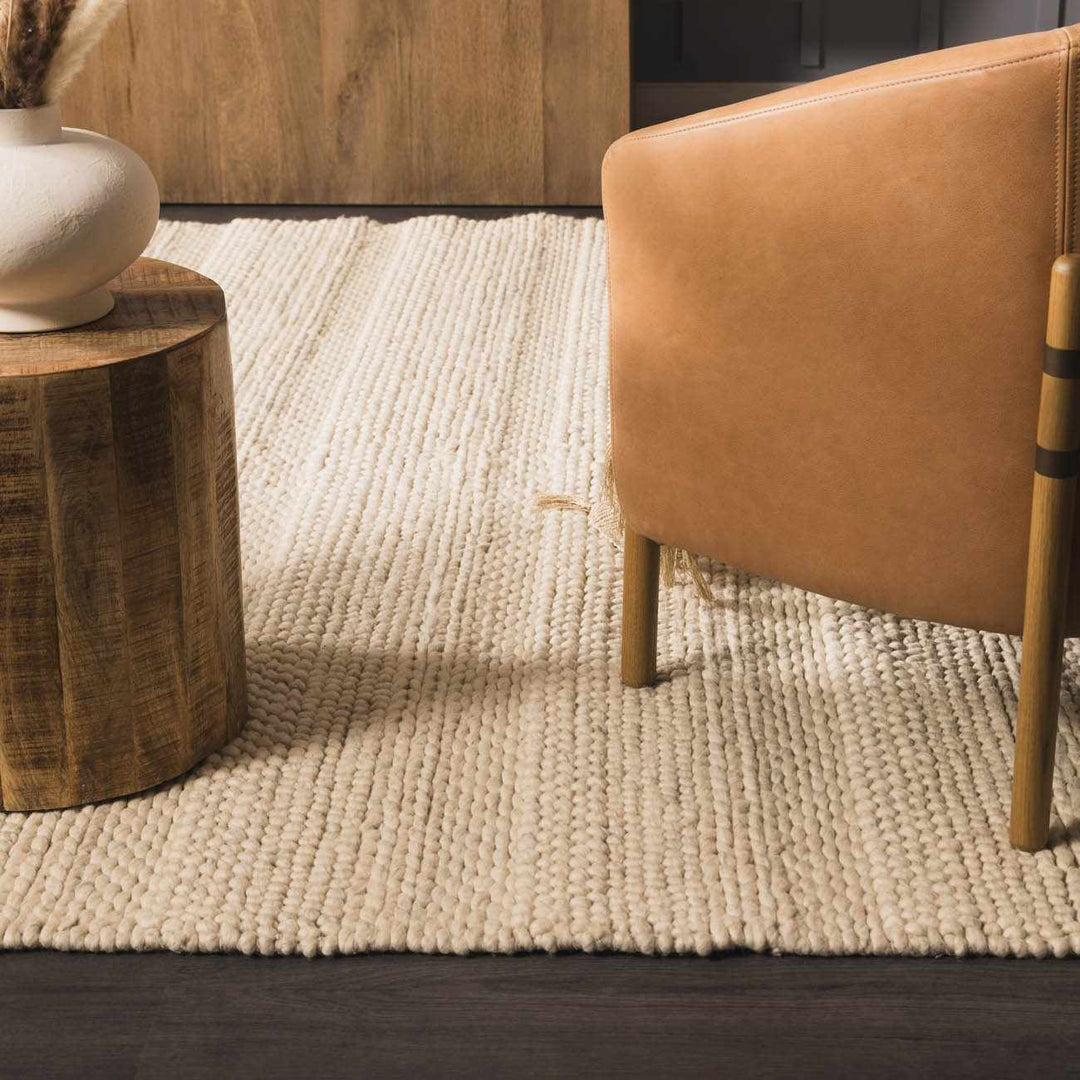 Clarke Modern Solid Design Beige Hand Woven Wool Area Rug - The Rug Decor
