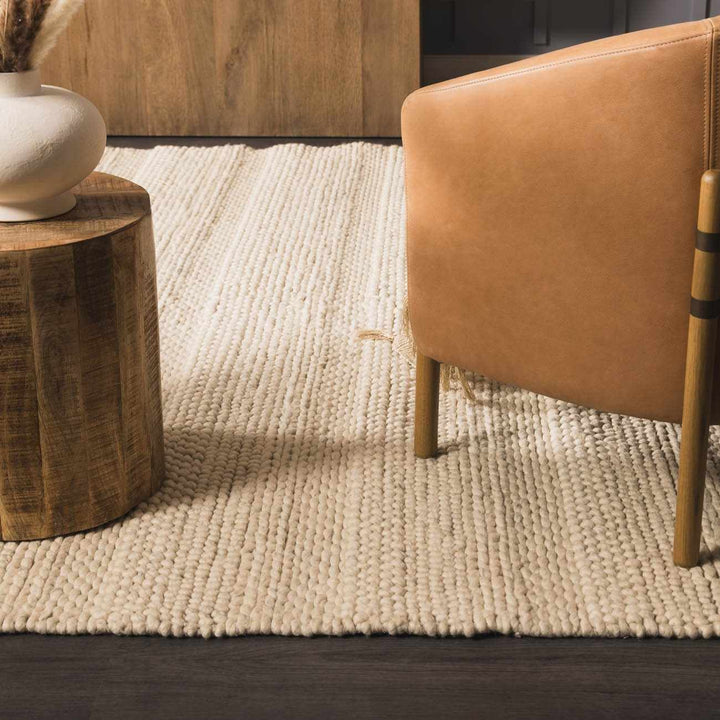 Clarke Modern Solid Design Beige Hand Woven Wool Area Rug - The Rug Decor