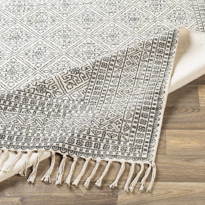 Classic Style Hand Woven Ivory and Charcoal Geometrical area rug - The Rug Decor