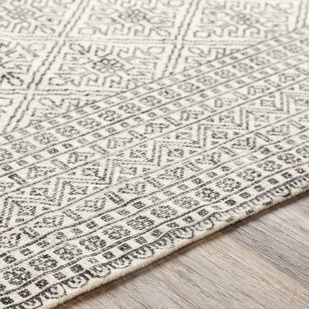 Classic Style Hand Woven Ivory and Charcoal Geometrical area rug - The Rug Decor