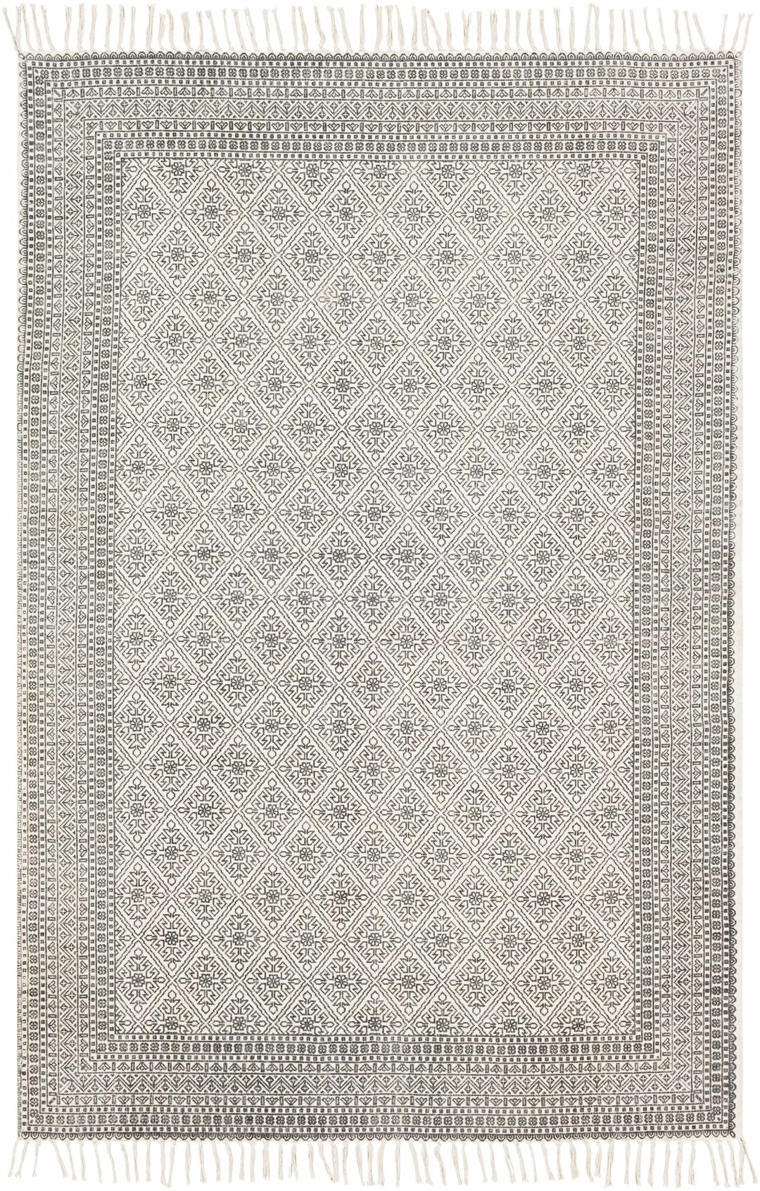 Classic Style Hand Woven Ivory and Charcoal Geometrical area rug - The Rug Decor