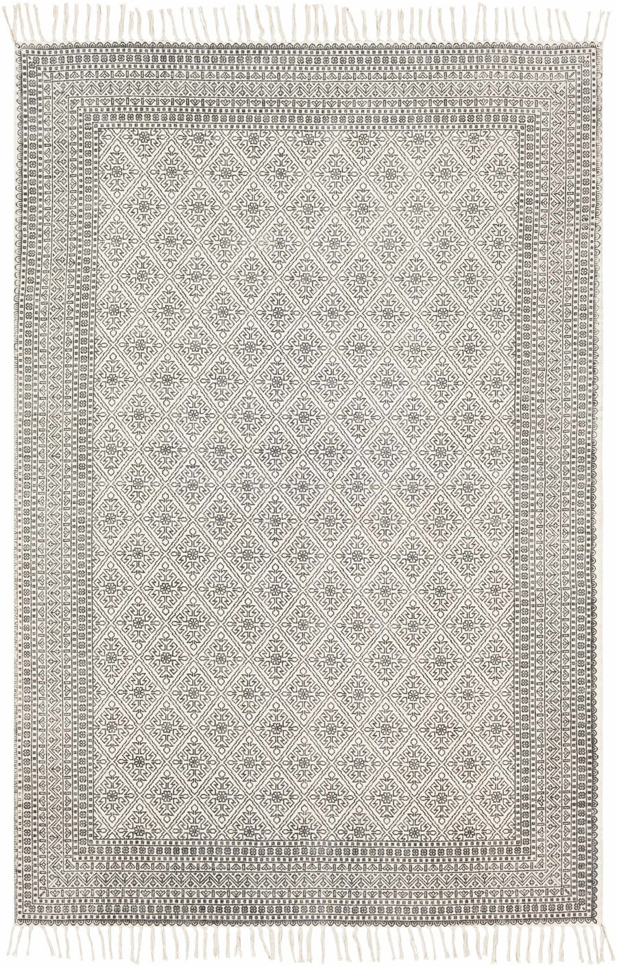 Classic Style Hand Woven Ivory and Charcoal Geometrical area rug - The Rug Decor