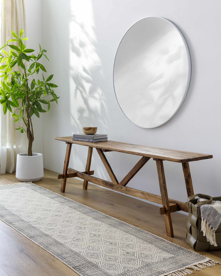 Classic Style Hand Woven Ivory and Charcoal Geometrical area rug - The Rug Decor