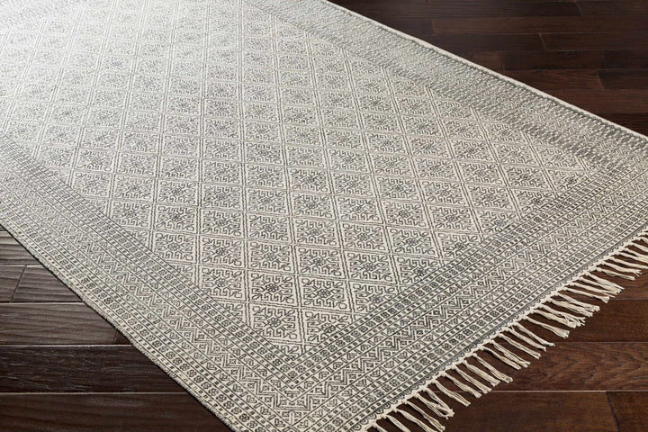 Classic Style Hand Woven Ivory and Charcoal Geometrical area rug - The Rug Decor