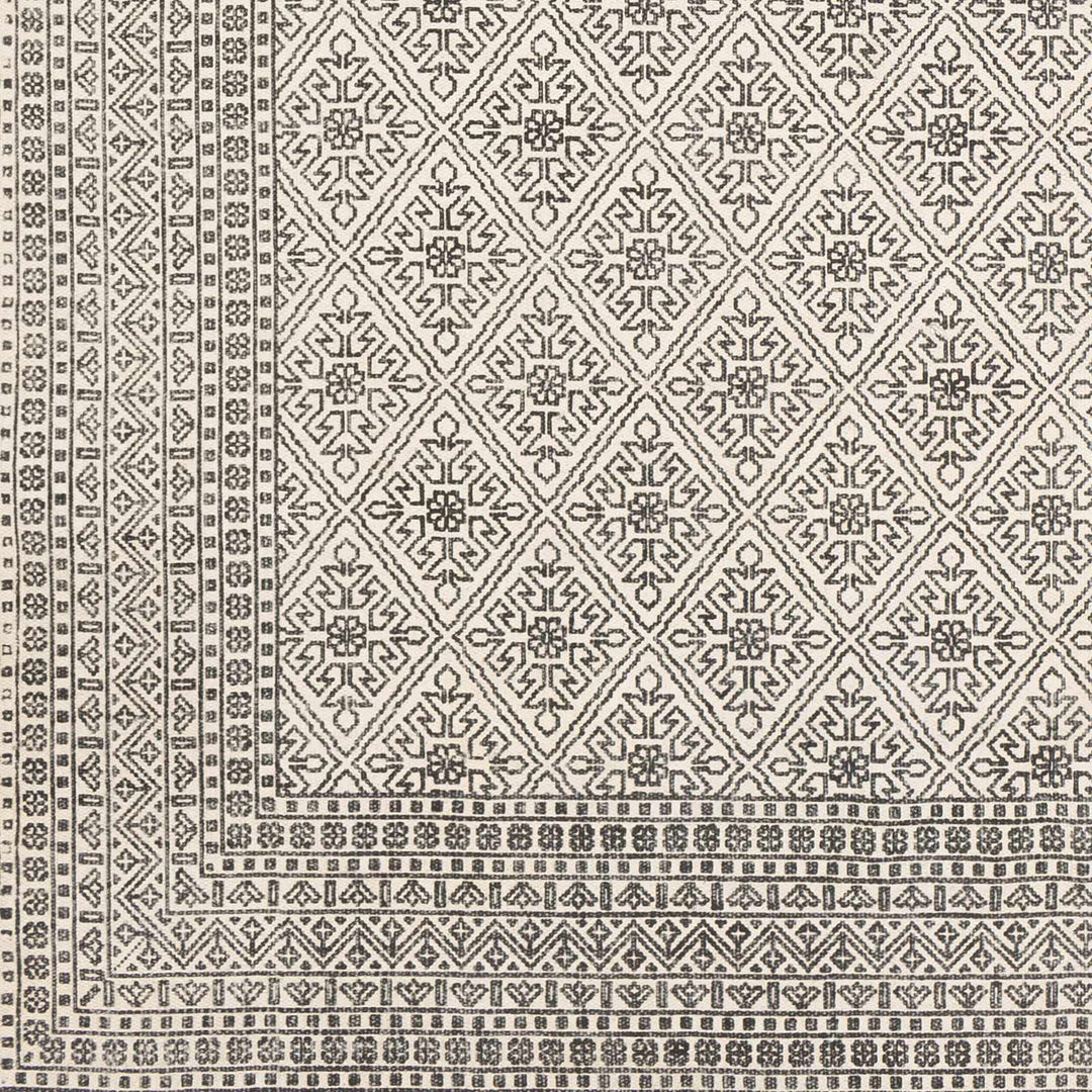 Classic Style Hand Woven Ivory and Charcoal Geometrical area rug - The Rug Decor