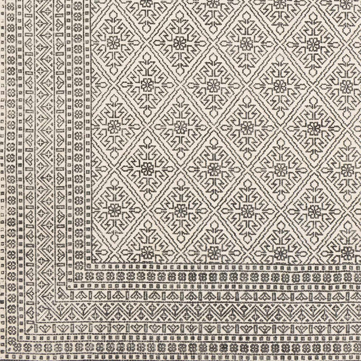 Classic Style Hand Woven Ivory and Charcoal Geometrical area rug - The Rug Decor