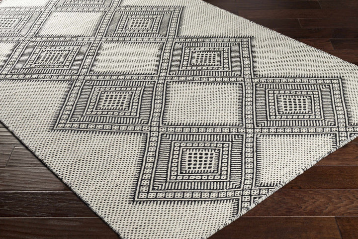 Claveria Modern Geometrical Ivory And Black Hand Woven Area Rug - The Rug Decor