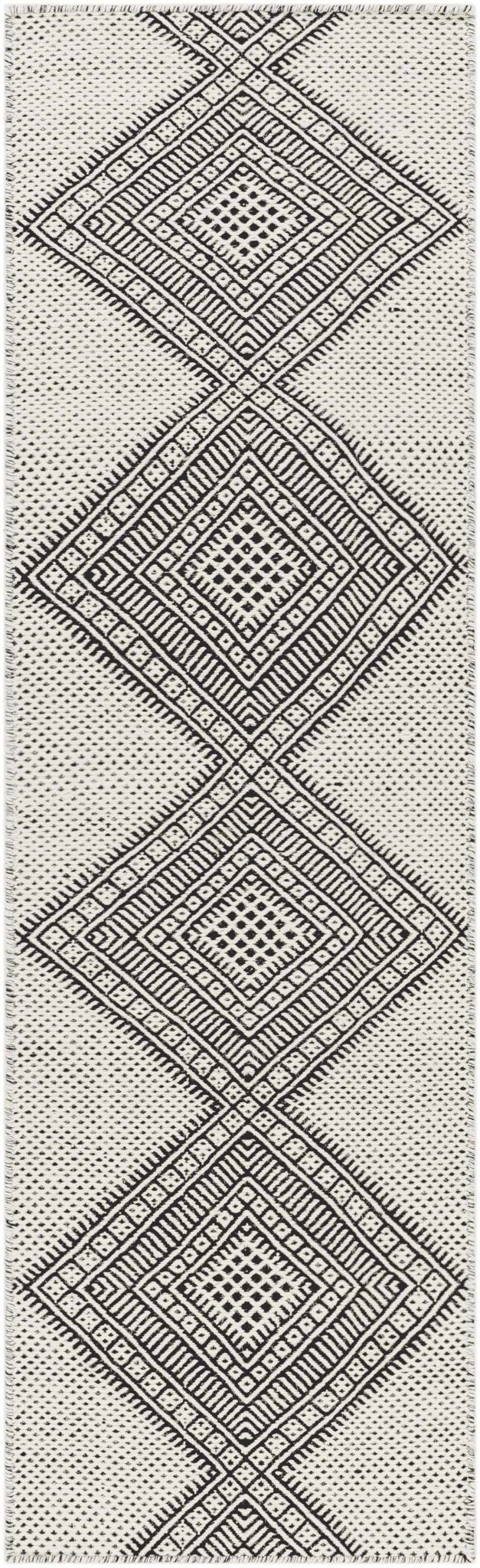 Claveria Modern Geometrical Ivory And Black Hand Woven Area Rug - The Rug Decor