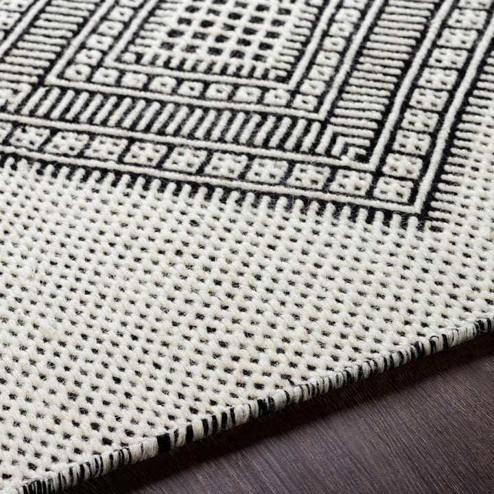 Claveria Modern Geometrical Ivory And Black Hand Woven Area Rug - The Rug Decor