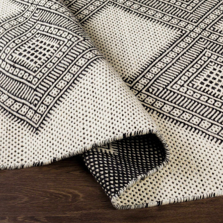 Claveria Modern Geometrical Ivory And Black Hand Woven Area Rug - The Rug Decor