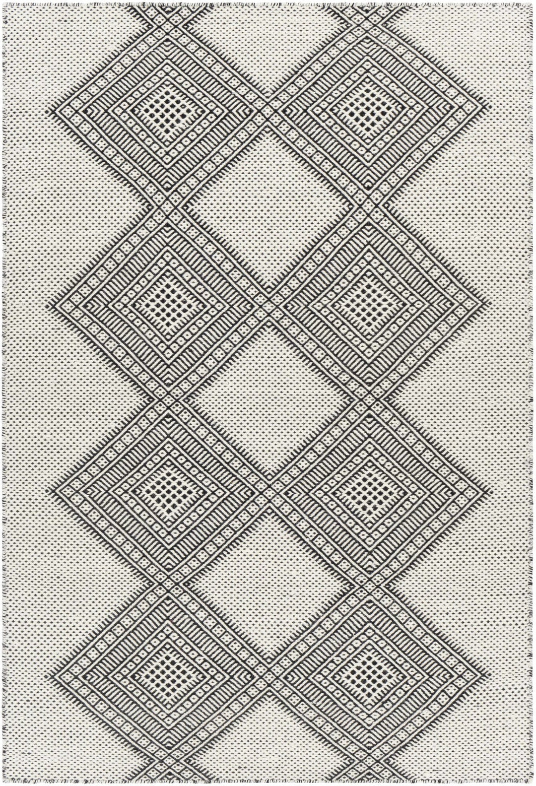 Claveria Modern Geometrical Ivory And Black Hand Woven Area Rug - The Rug Decor