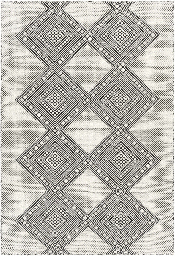 Claveria Modern Geometrical Ivory And Black Hand Woven Area Rug - The Rug Decor