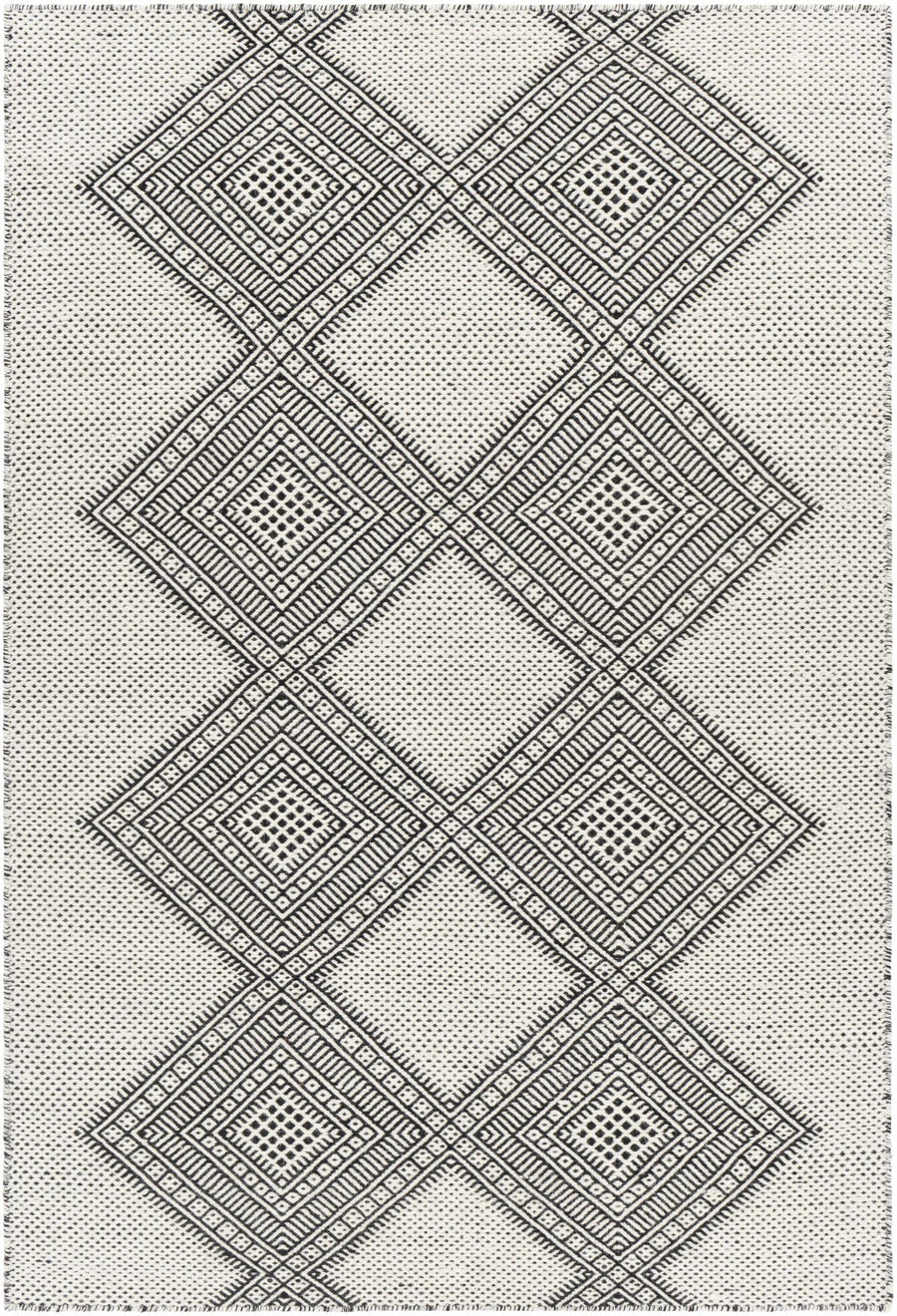 Claveria Modern Geometrical Ivory And Black Hand Woven Area Rug - The Rug Decor