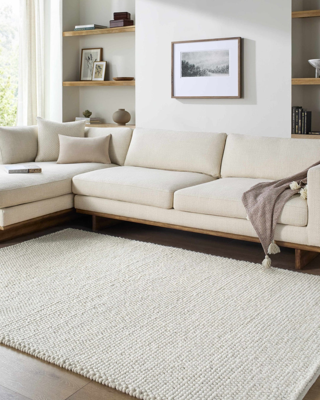 Clayne Bohemian Style Transitional Beige Hand Woven Wool Rug - The Rug Decor
