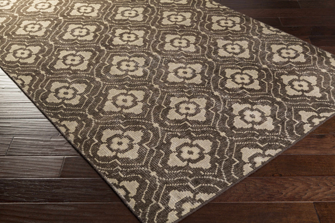 Claysville Contemporary Style Brown And Beige Hand Knotted Area Rug