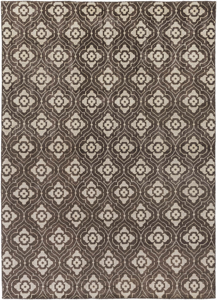 Claysville Contemporary Style Brown And Beige Hand Knotted Area Rug