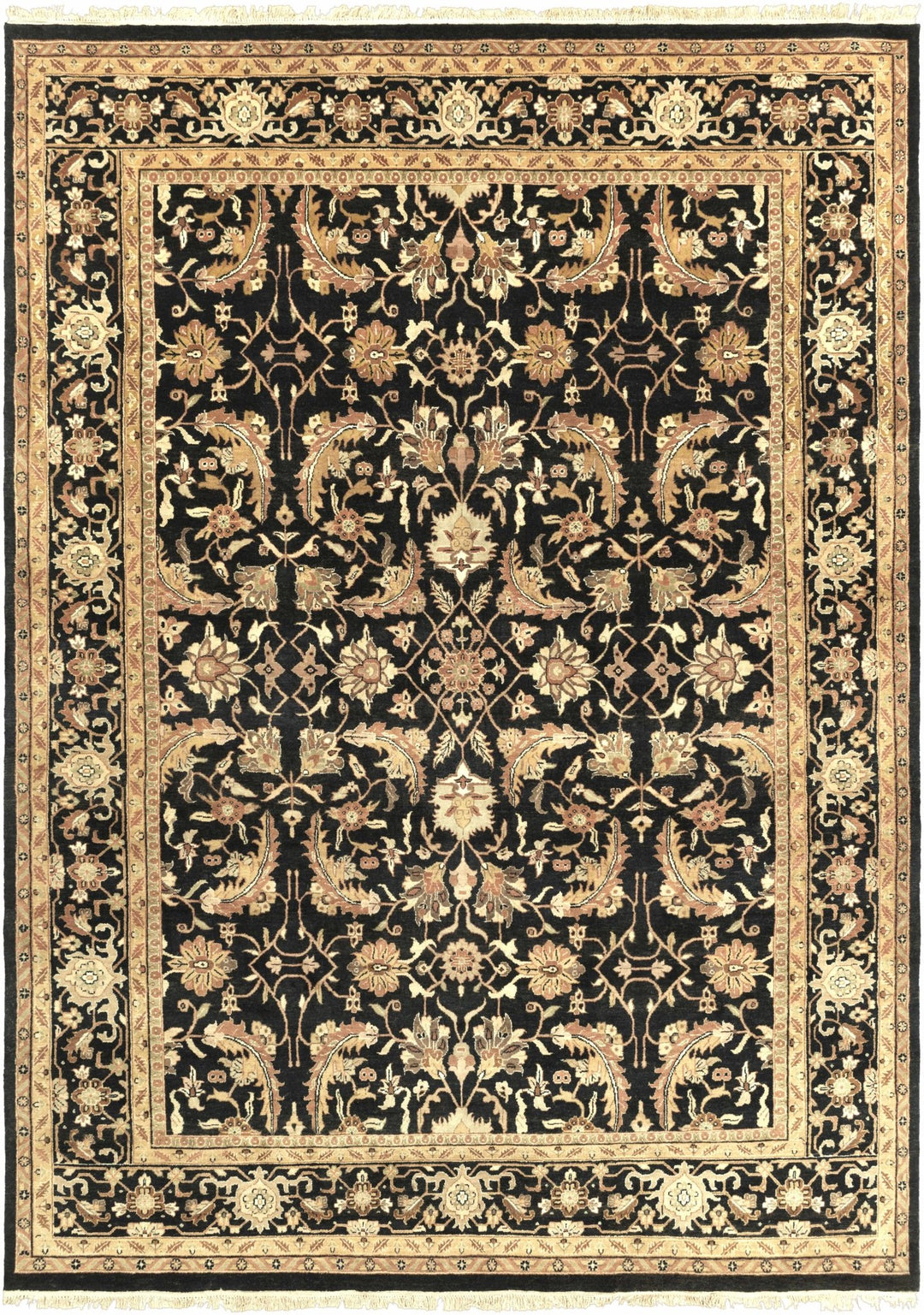 Claysburg Traditional Black And Brown Hand Knotted Wool Area Rug - The Rug Decor