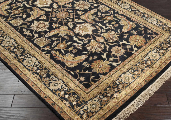 Claysburg Traditional Black And Brown Hand Knotted Wool Area Rug - The Rug Decor
