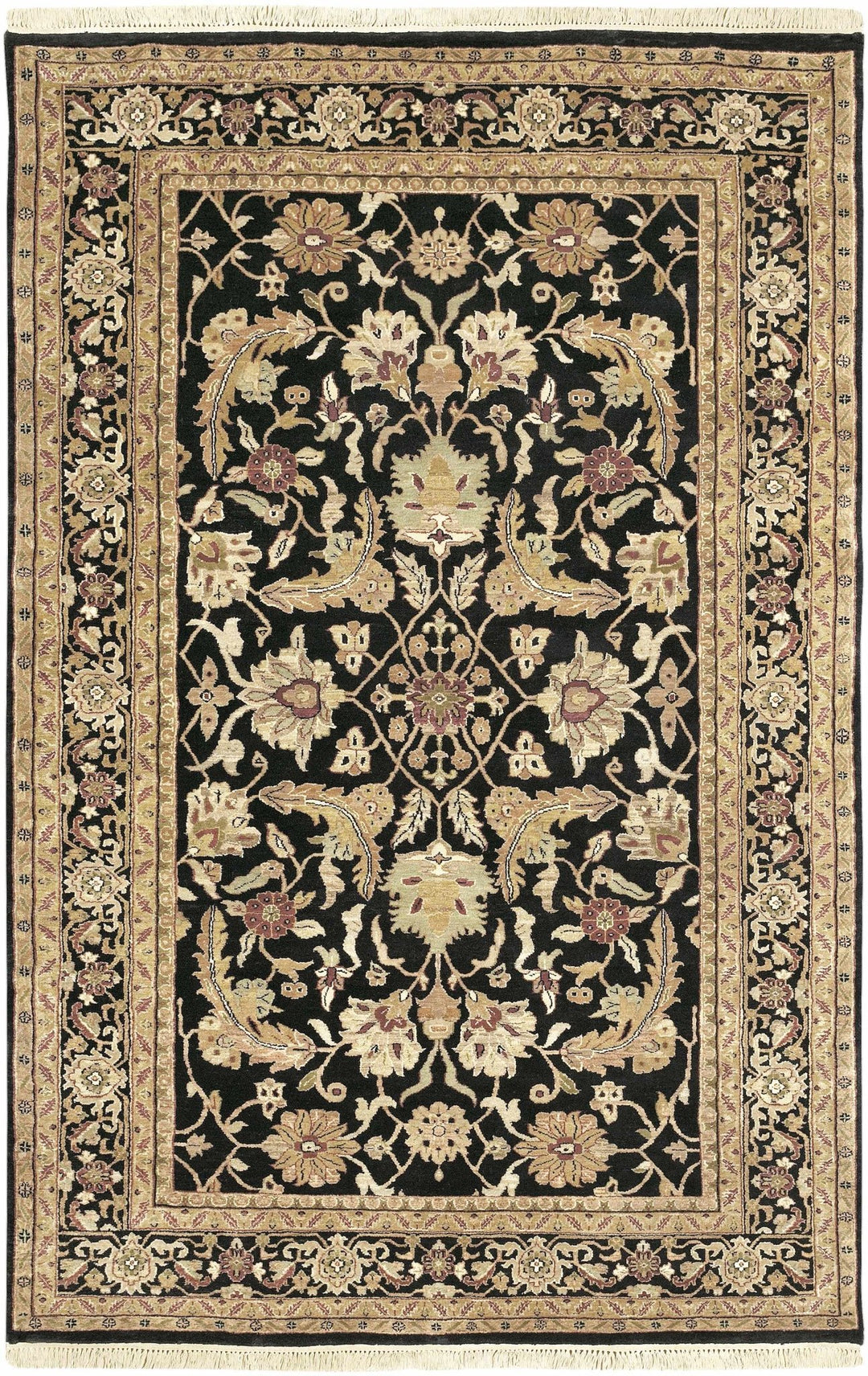 Claysburg Traditional Black And Brown Hand Knotted Wool Area Rug - The Rug Decor