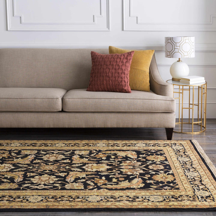 Claysburg Traditional Black And Brown Hand Knotted Wool Area Rug - The Rug Decor