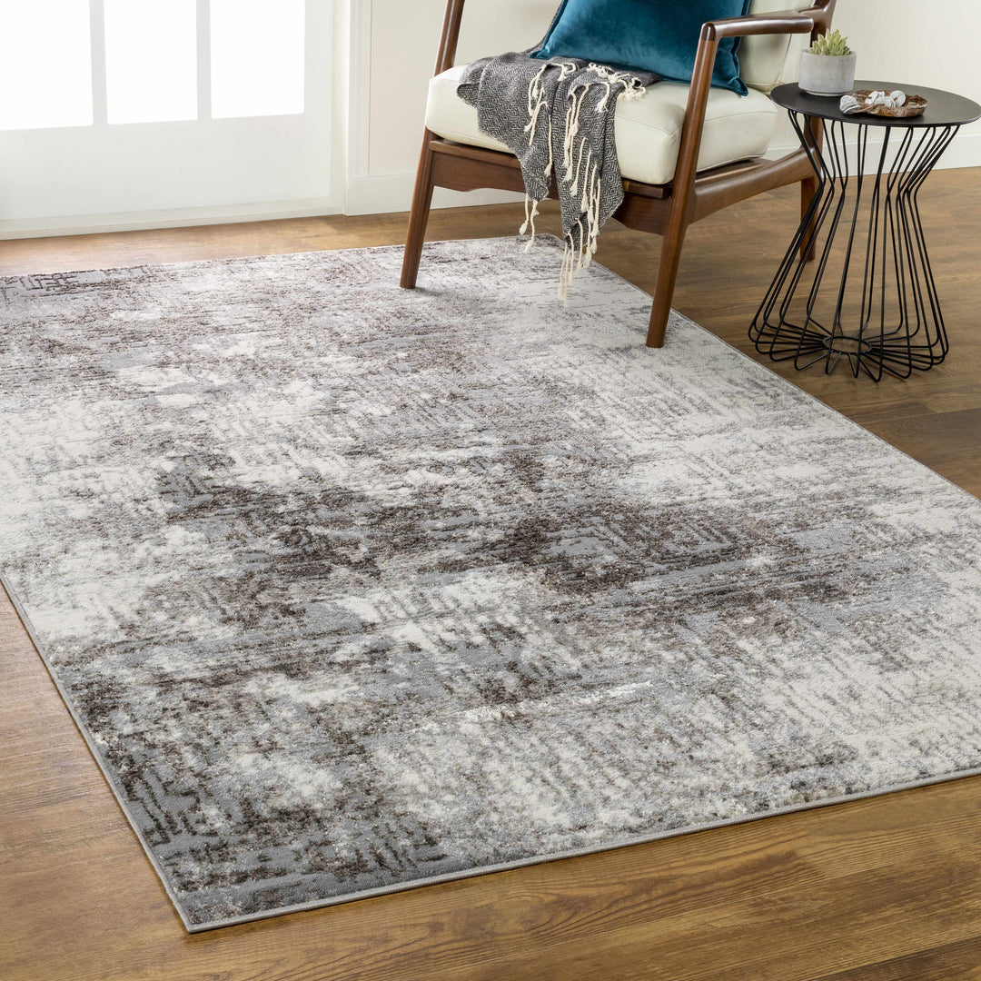 Calabasa Ivory And Gray Modern Abstract Design Area Rug