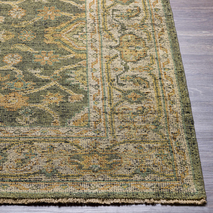 Clunes Traditional Floral Design Beige And Olive Hand Knotted Area Rug