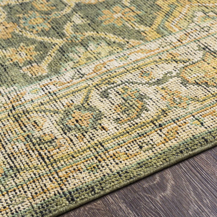 Clunes Traditional Floral Design Beige And Olive Hand Knotted Area Rug